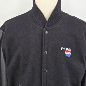 Mac Murray Varsity Jacket Size M Pepsi Logo Y2K Wool Leather Sleeves